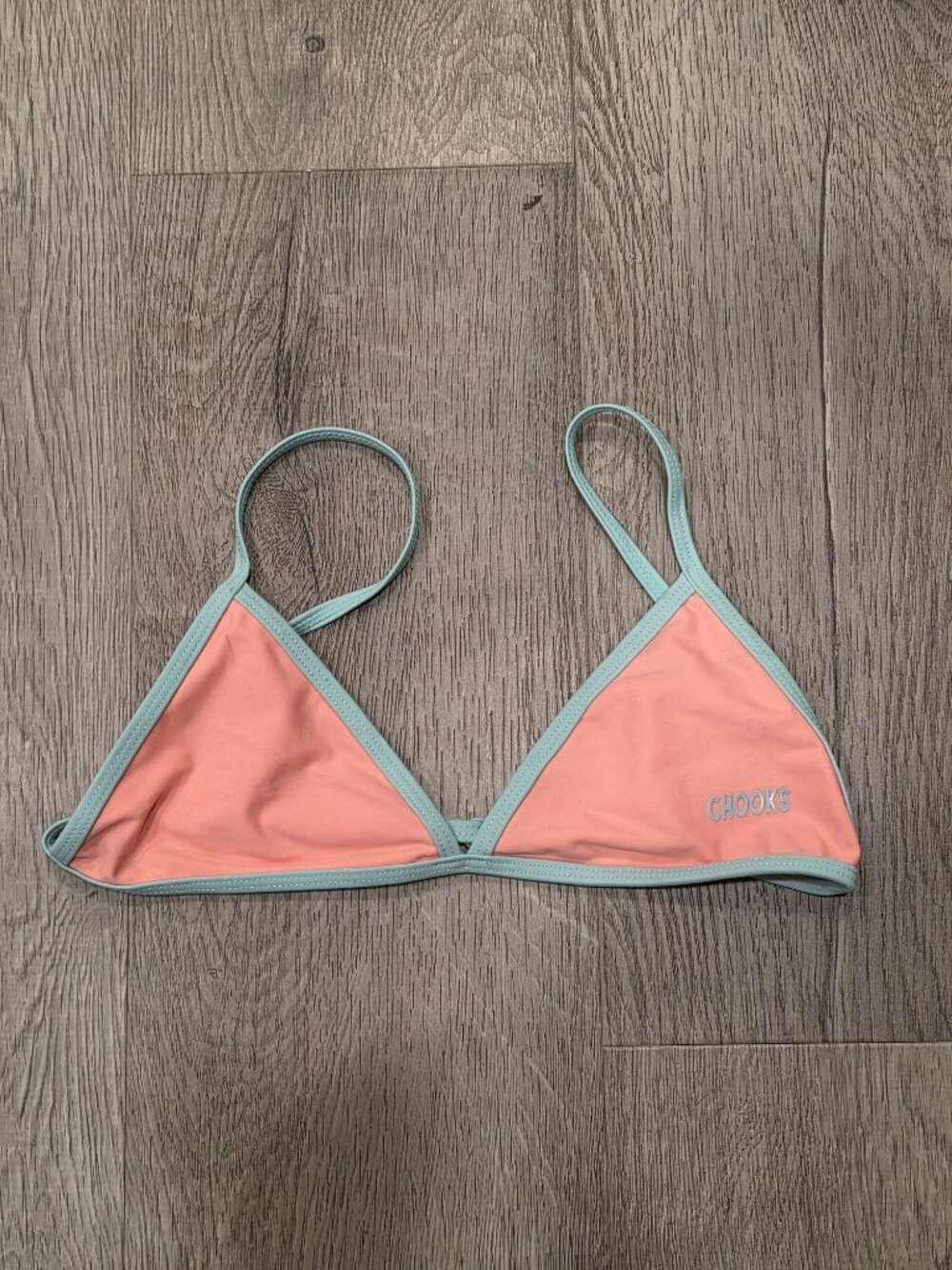Chooks Pink & Mint Triangle Bikini Top Adjustable Straps size S